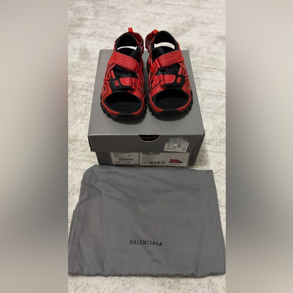 Balenciaga Kids Red and Black Sport Sandals